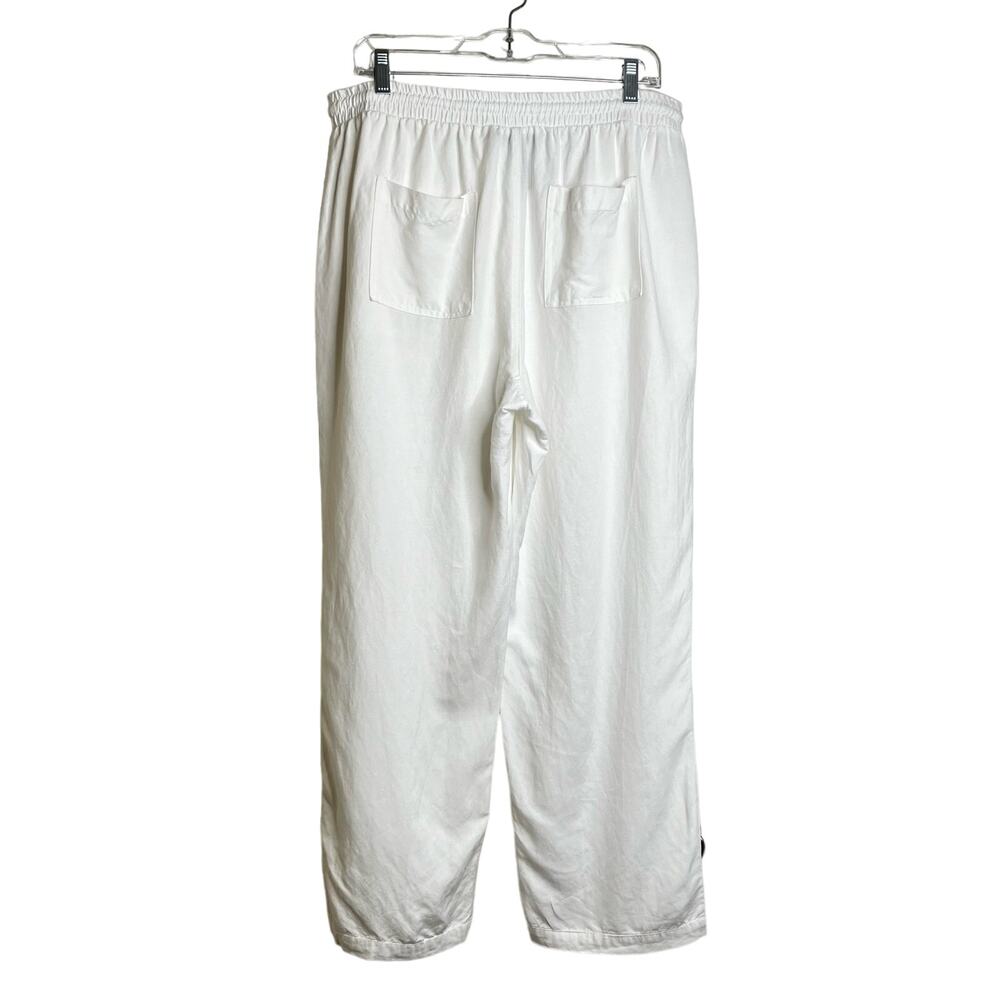 Ashley Stewart Pants Womens White SZ 14 Tassel Tie Waist Beach, Relaxed, Casual